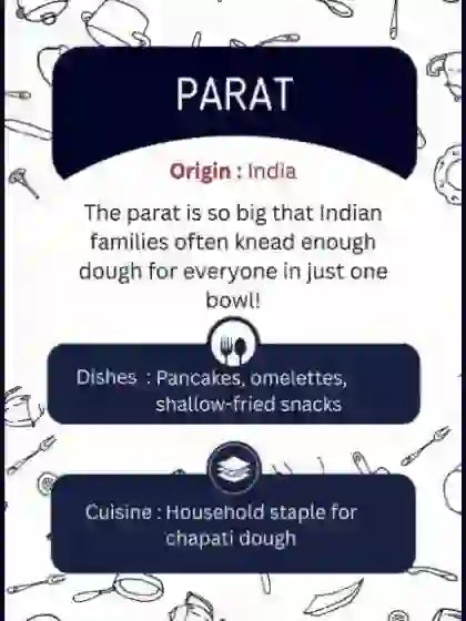 Educational flash card for a Parat, an Indian kitchen tool used for kneading chapati dough.