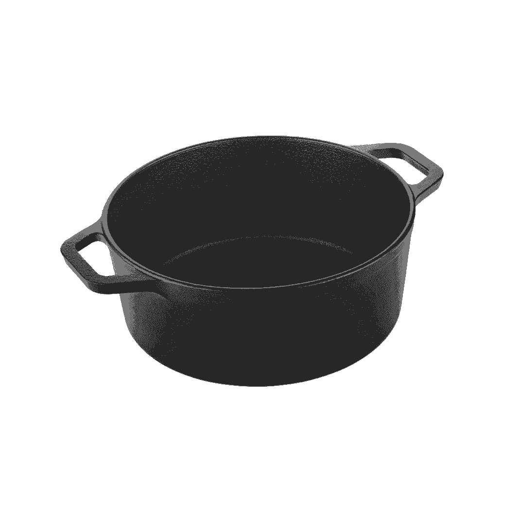 Roca Nix 24cm pre-seasoned black cast iron Dutch oven with dual side handles.