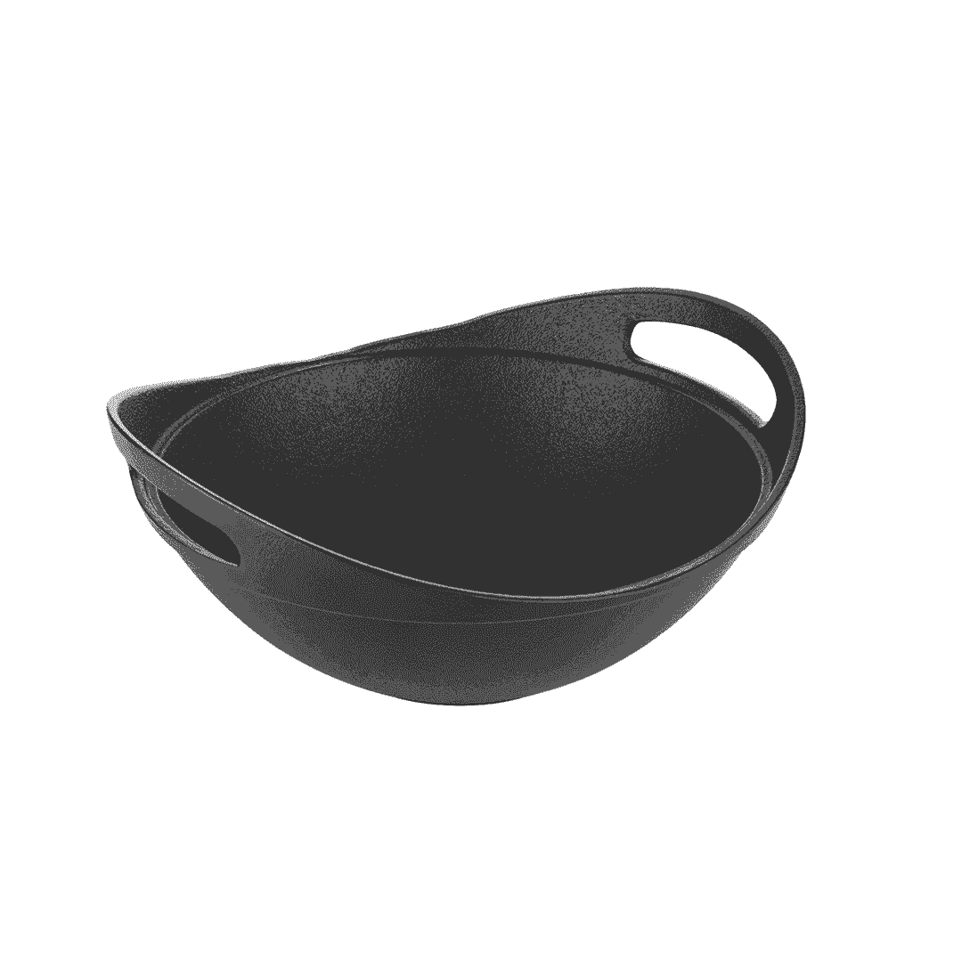 Roca Europa 24cm pre-seasoned cast iron kadai with integrated side handles.