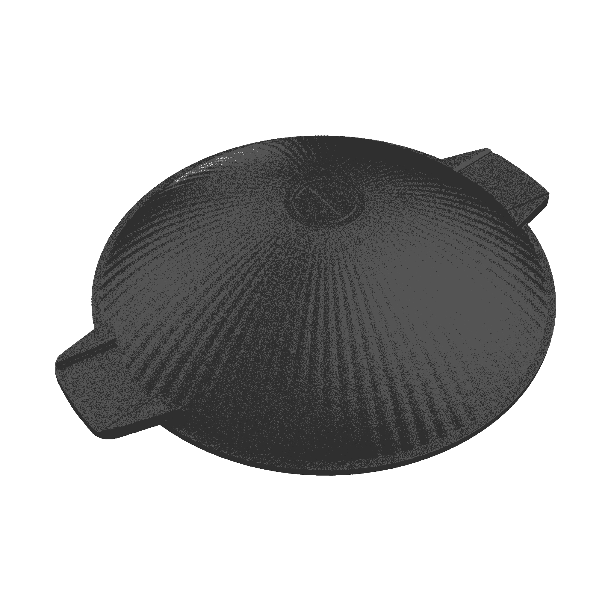 Upside-down view of a 20cm Roca Europa cast iron appachetty with a textured base and side handles.