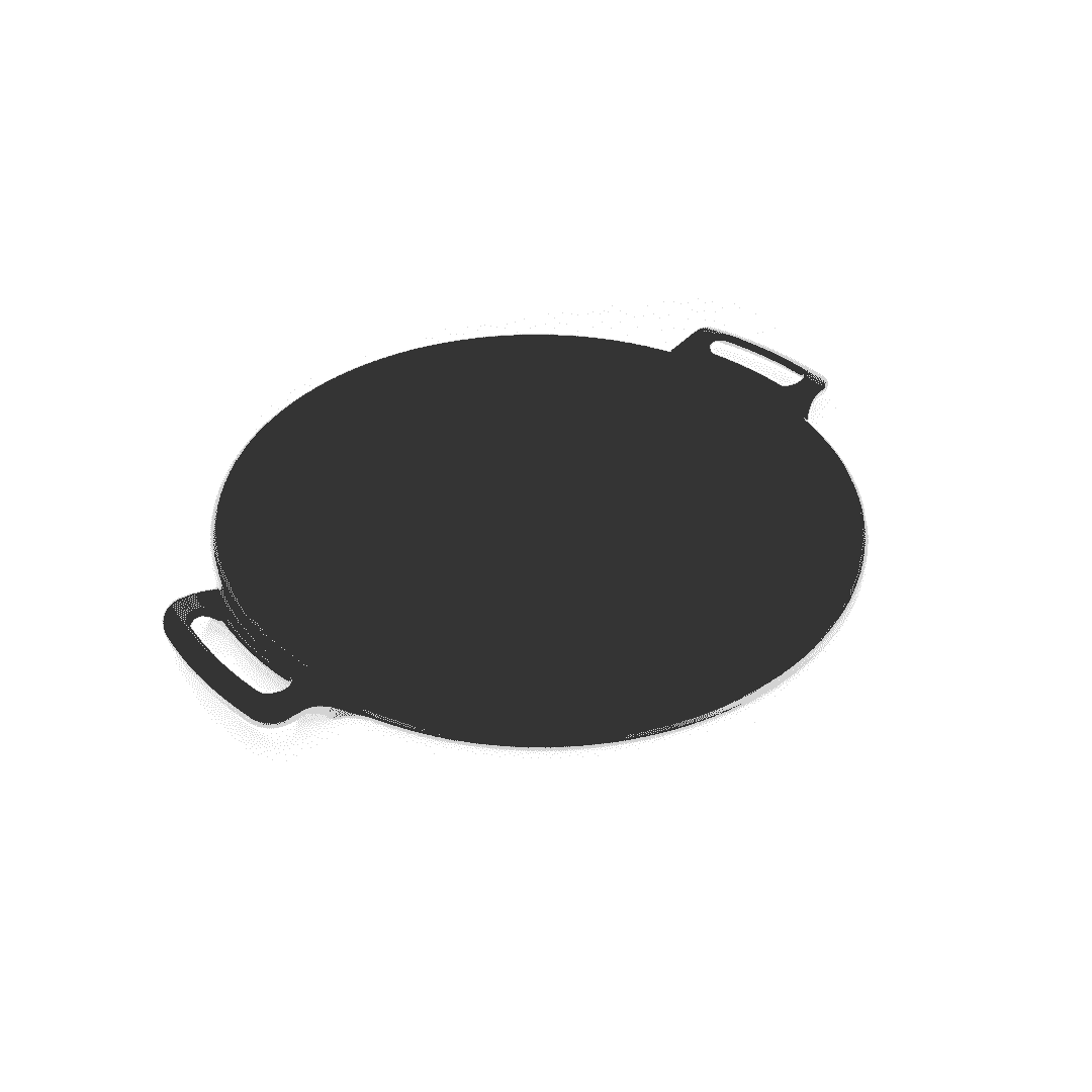 Triton 30cm cast iron dosa tawa with double handles for easy lifting and high-heat cooking.