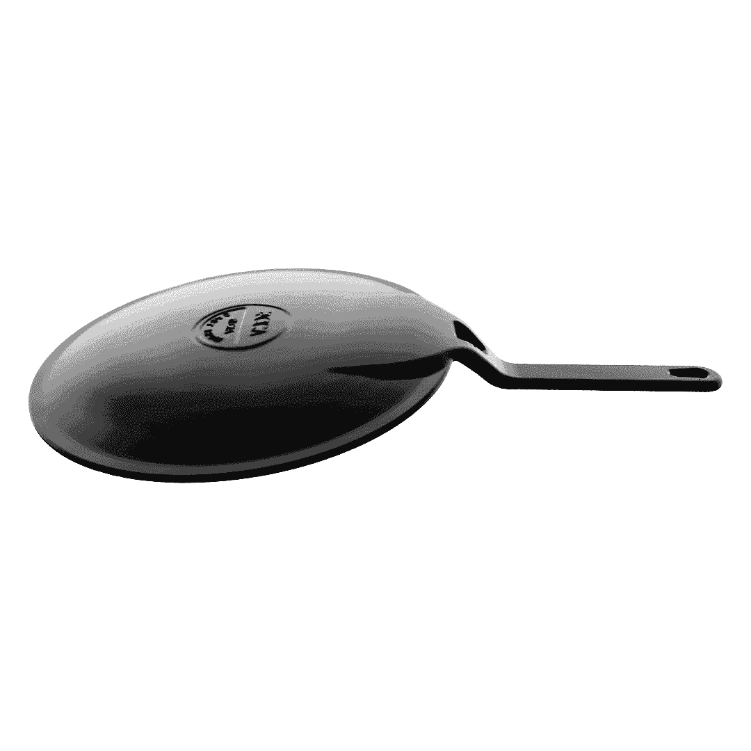 Roca Nix 26cm cast iron roti tawa with a flat cooking surface and a long handle.