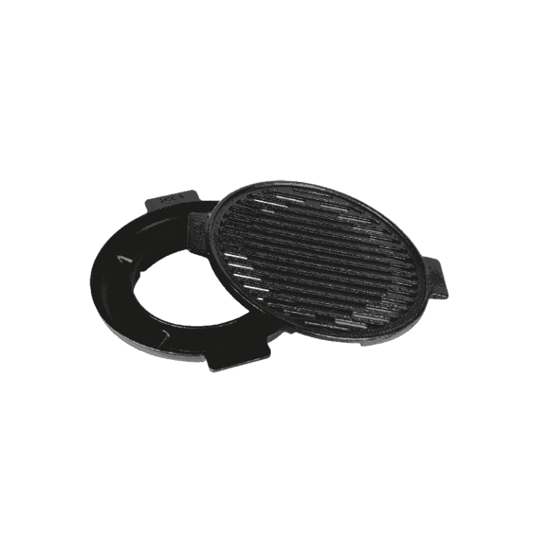 Roca Europa 24cm round cast iron stove grill with a separate base ring on a white background.