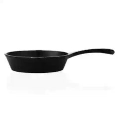 Roca Festive 15cm pre-seasoned black cast iron skillet with a long handle.