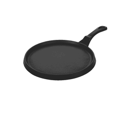 Roca Nix 24cm pre-seasoned cast iron dosa tawa with a flat circular surface and a long handle.