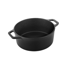 Classic Cast Iron Dutch Oven - 100% Natural & Non-Stick Handi/Biryani Pot, Heavy Base, Pre-Seasoned | Free Cotton Sleeves for Handles + Storage Bag - 24 cm