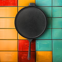 Europa Cast Iron Dosa Tawa - 100% Natural & Non-Stick, Heavy Base, Pre-Seasoned | Free Cotton Sleeves for Handles + Storage Bag - 28 cm