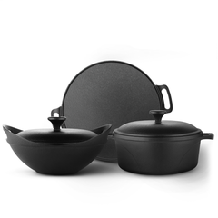 Festive Dhamaka Pack (Festive feasts made easy) | Europa Dutch Oven - 24 cm, Triton Dosa Tawa - 30 cm, Europa Kadai - 24 cm | Free Handle Sleeves & Storage Bag