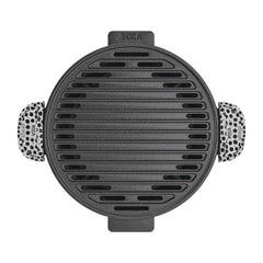 Roca Europa Cast Iron Stove Grill [Round] - 24CM - 100% Natural & Non-Stick | Pre-Seasoned Oil | Cotton Sleeves for Handles & Storage Bag | Made in India ROCA COOKWARE | India's first brand to use BIS Certified | Cast Iron Material | Biggest Cast Iron Cookware Manufacturer | Biggest Cast Iron Brand in India | ISO Certified | Best Cast Iron Cookware Production | ROCA Brand of Cast Iron Products