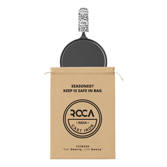 Roca Europa Cast Iron Dosa Tawa - 25CM - 100% Natural & Non-Stick | Pre-Seasoned Oil | Cotton Sleeves for Handles & Storage Bag | Made in India ROCA COOKWARE | India's first brand to use BIS Certified | Cast Iron Material | Biggest Cast Iron Cookware Manufacturer | Biggest Cast Iron Brand in India | ISO Certified | Best Cast Iron Cookware Production | ROCA Brand of Cast Iron Products