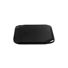 Triton Cast Iron Grill Plate - 100% Natural & Non-Stick Griddle/Barbeque Plate, Pre-Seasoned | Free Cotton Sleeves for Handles + Storage Bag - 25 cm