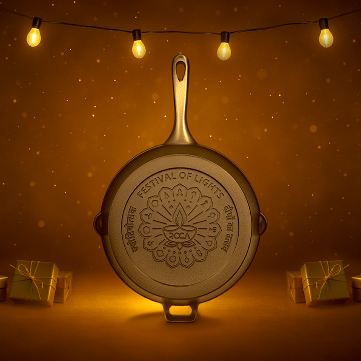 best cast iron cookware in india | buy at best price | made in india production | top cast iron cookware brand in india | best cast iron cookware | durable | lifetime | roti tawa | dosa tawa | kadai | skillet | dutch oven | iso certified | 5 star ratings on google | roca cookware ts infinite | cast iron cookware brand in gujarat | roll and cast | roca | indian company | best cast iron cookware in gujarat