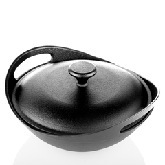 Europa Cast Iron Kadai – 100% Natural & Non-Stick, Heavy Base, Pre-Seasoned | Free Storage Bag - 24 cm with lid