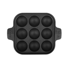 Europa Cast Iron Paniyarakkal - 100% Natural & Non-Stick Appe Pan, Pre-Seasoned | Free Cotton Sleeves for Handles + Storage Bag -9-pit