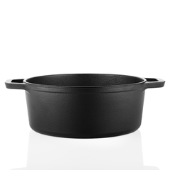 Classic Cast Iron Dutch Oven - 100% Natural & Non-Stick Handi/Biryani Pot, Heavy Base, Pre-Seasoned | Free Cotton Sleeves for Handles + Storage Bag - 24 cm