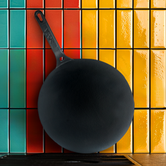 Classic Cast Iron Flat Multi Tawa - 100% Natural & Non-Stick, Heavy Base, Pre-Seasoned | Free Cotton Sleeves for Handles + Storage Bag - 30cm