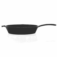 Roca Europa 25cm pre-seasoned cast iron skillet with side pour spouts and a long handle.